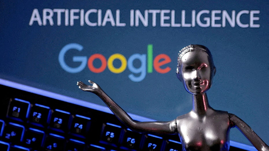Chegg cuts 45% of staff as AI reshapes online learning business 9 An illustration with the Google logo and a figure representing artificial intelligence