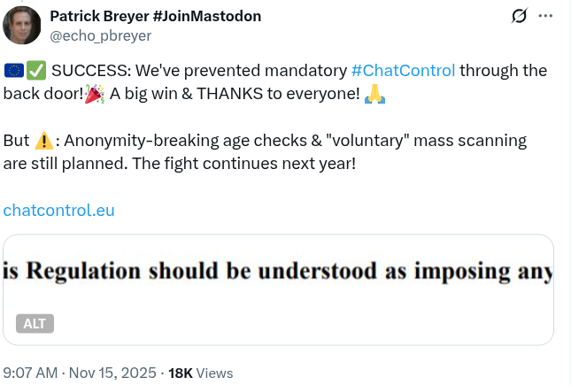 EU Chat Control Backdoor Axed, But Cypherpunk War Wages On 5 019a9152 ef71 7b02 aab3 22eeb3b5f4bf