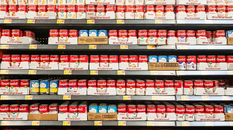 Campbell's soup is seen on shelves at a Walmart store
