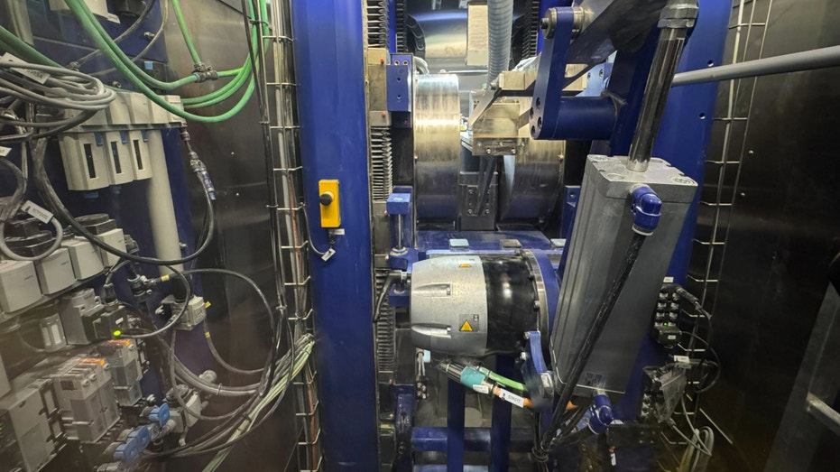 Machinery inside a manufacturing plant.